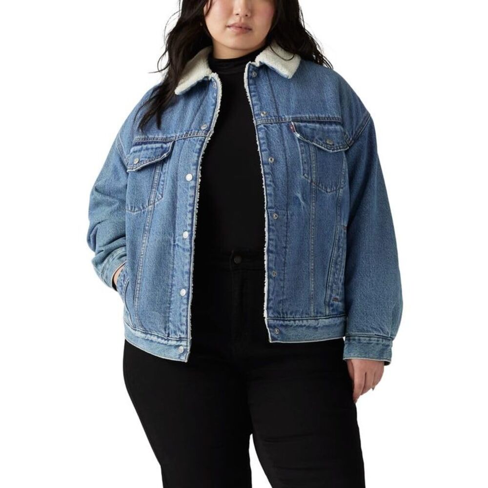 Open Box - Levi's -  Women's Faux Shearling 90's Trucker Jacket  Blue